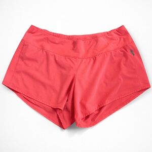 Oiselle Bright Coral Running Shorts Women’s Size 8 Lined Zip Pocket Athletic